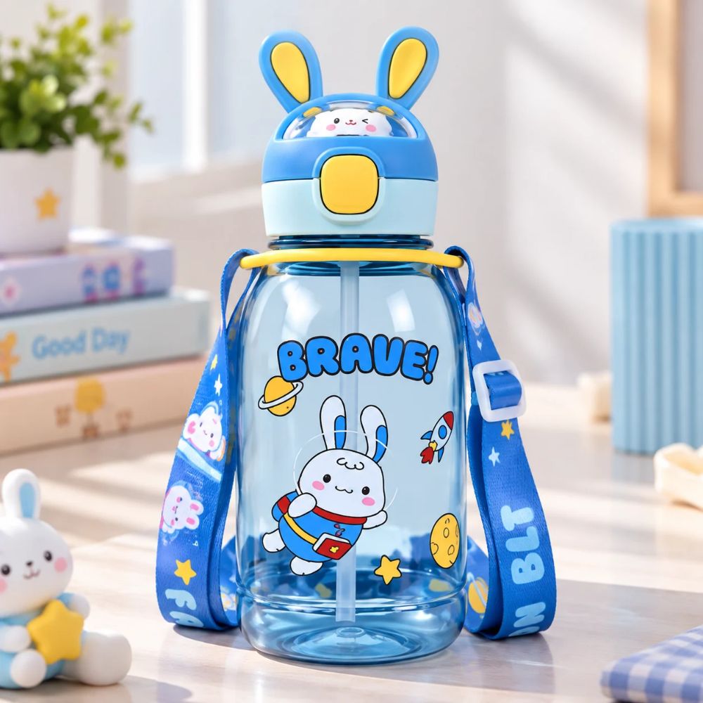 Bunny Cartoon Kids Water Bottle – Blue