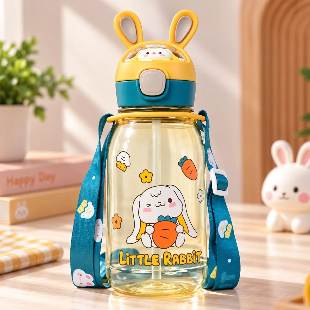 Bunny Cartoon Kids Water Bottle – Yellow