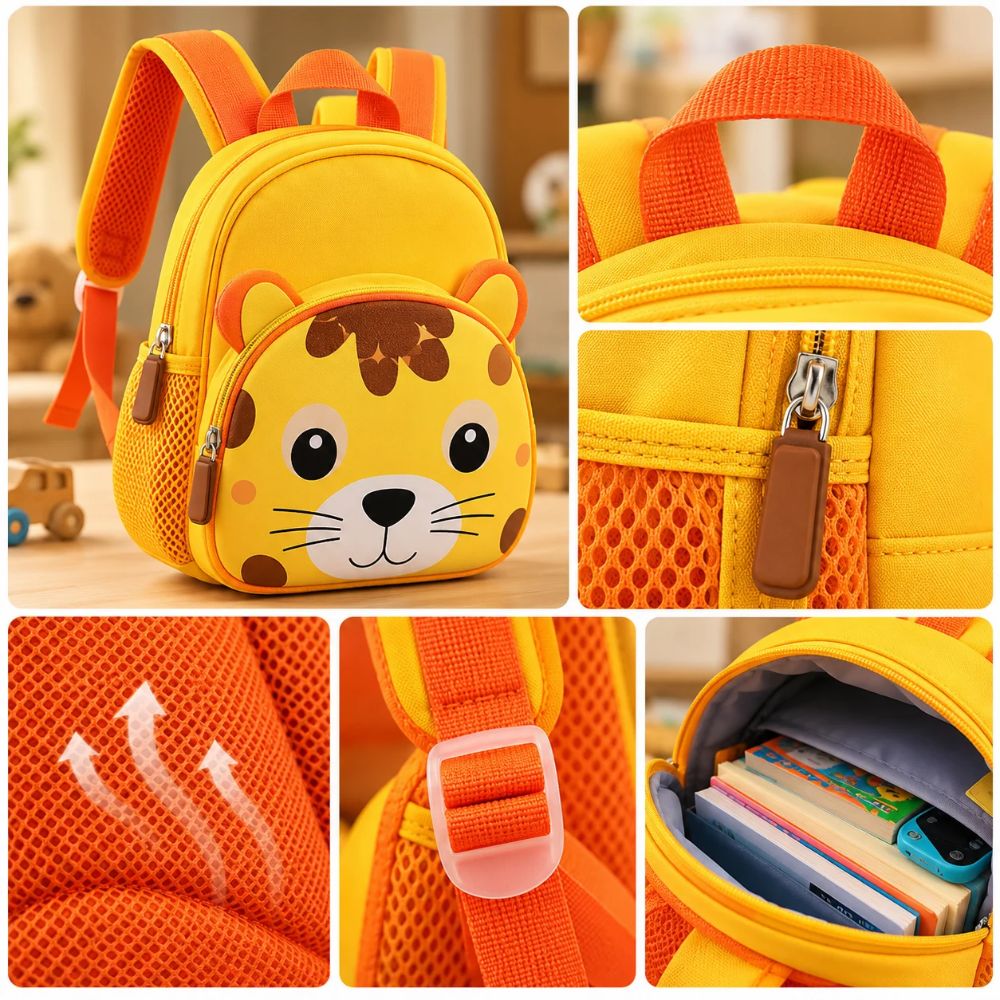 Cute Lion Kids Backpack - Yellow