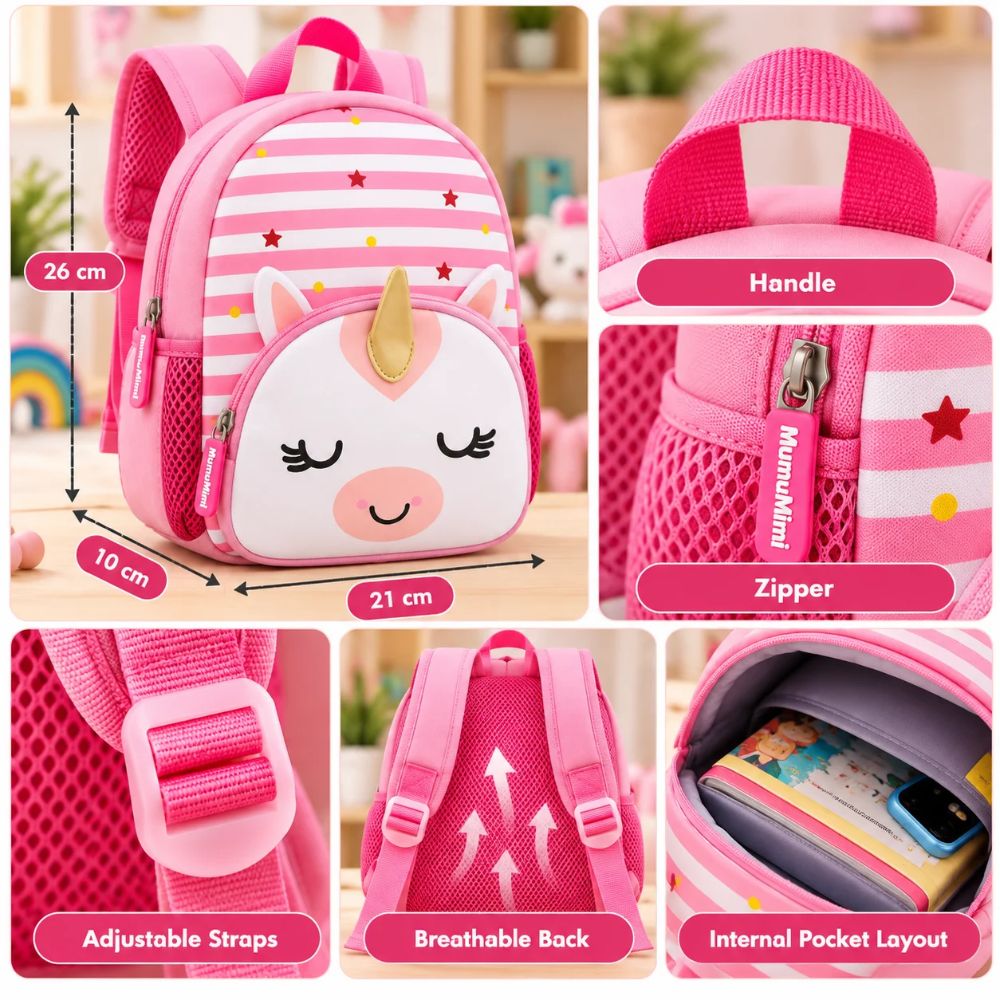 Cute Unicorn Kids Backpack - Pink