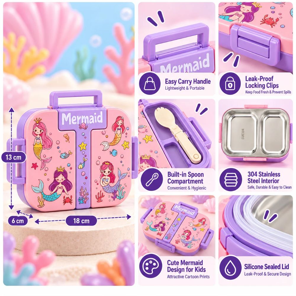 Mermaid Kids Lunch Box 250 ML – Pink