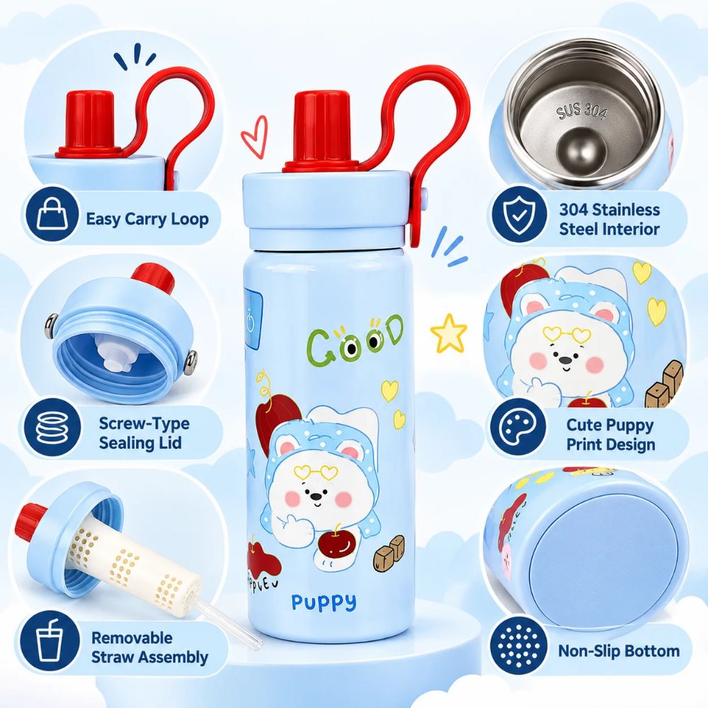 Puppy Kids Water Bottle 500 ML – Blue