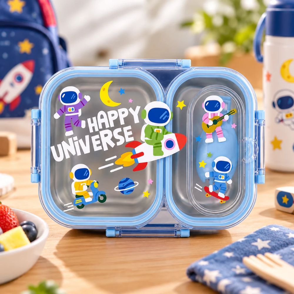 Transparent Lid Kids Lunch Box 600 ML – Blue