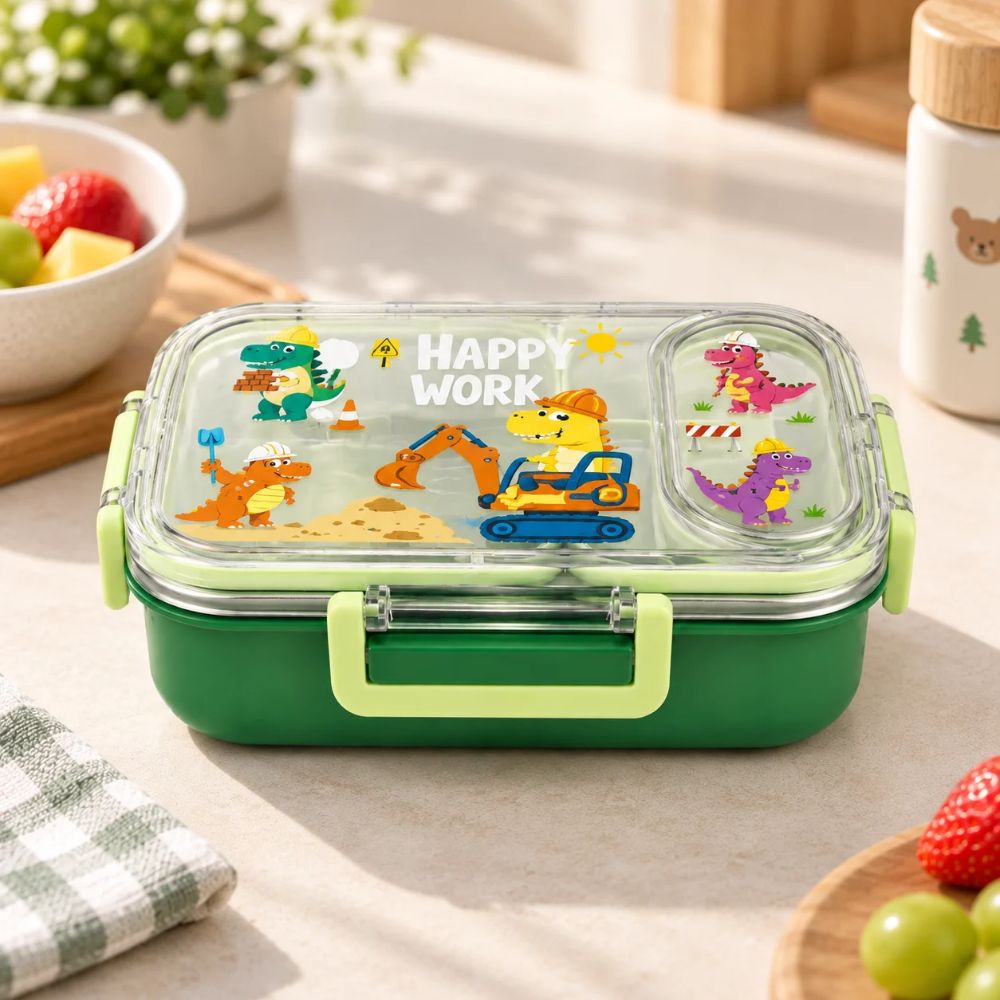 Transparent Lid Kids Lunch Box 600 ML – Green